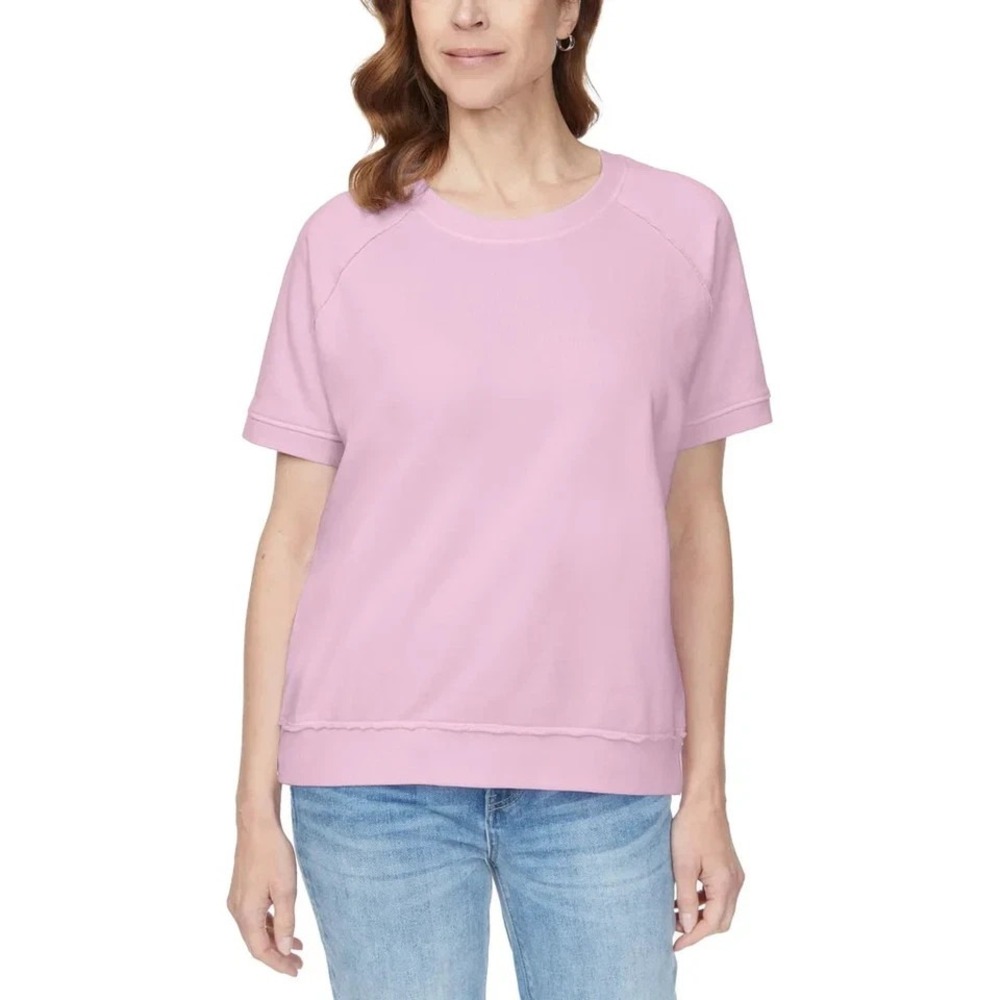 Buffalo David Bitton Womens Short Sleeve French Terry Top Lilac Purple XL NEW